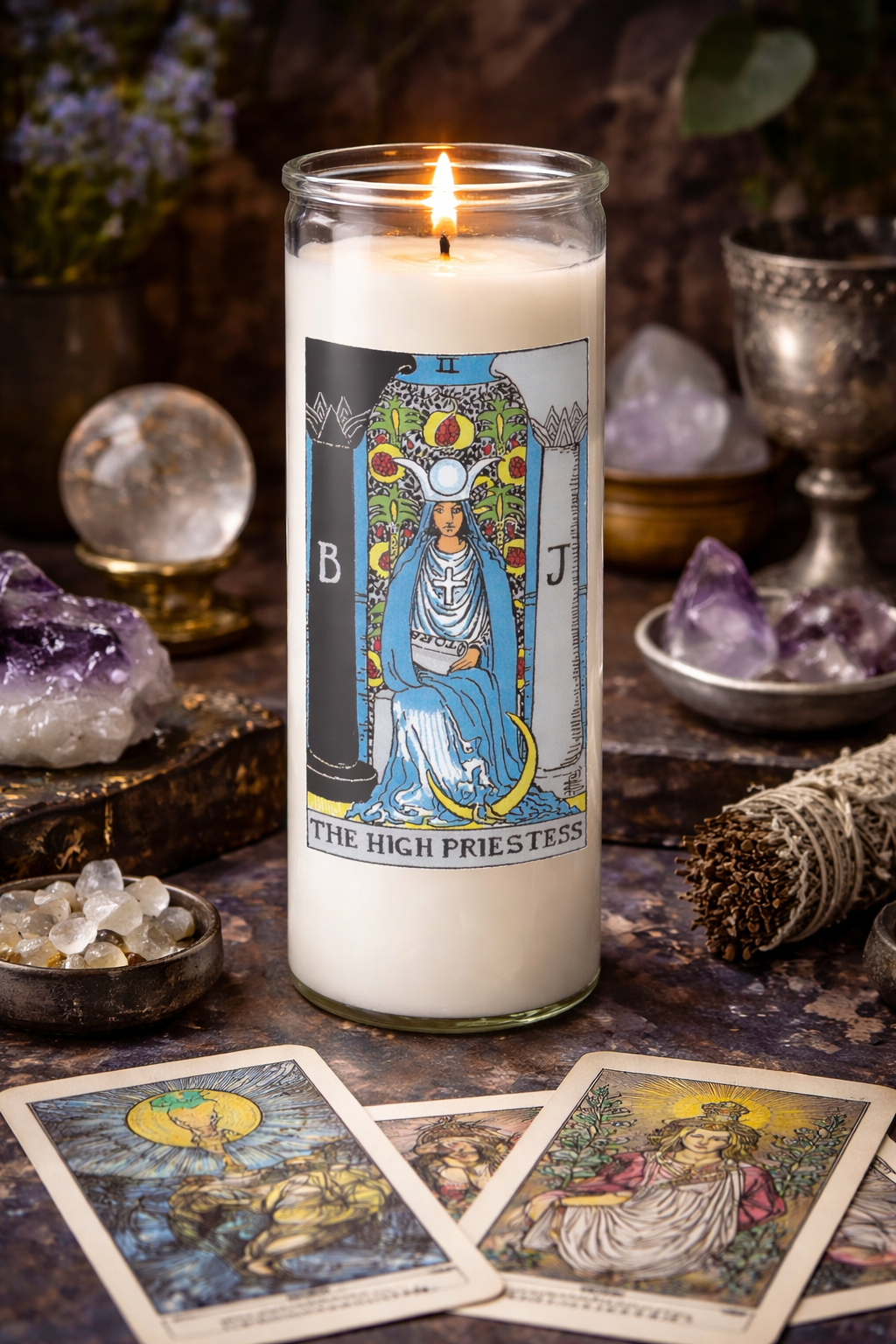 The High Priestess Tarot Card Candle