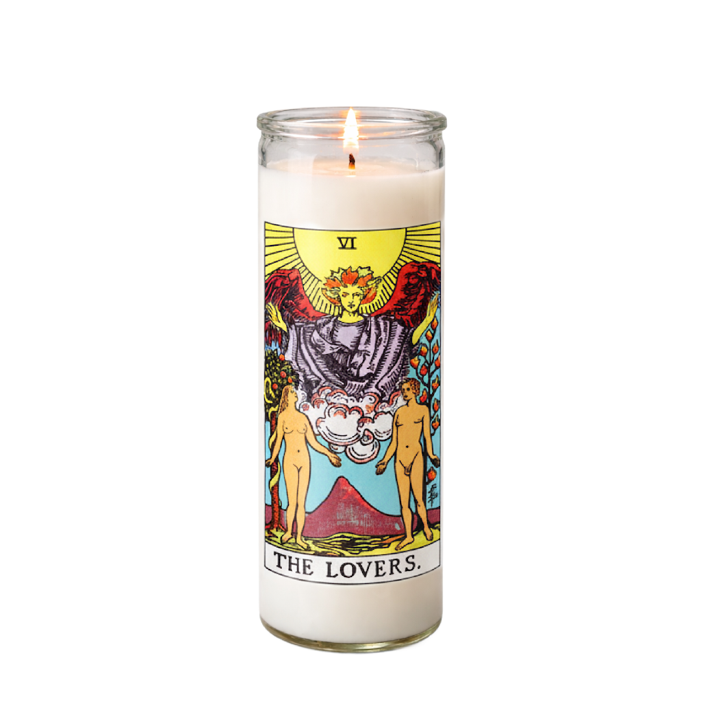The Lovers Tarot Card Candle