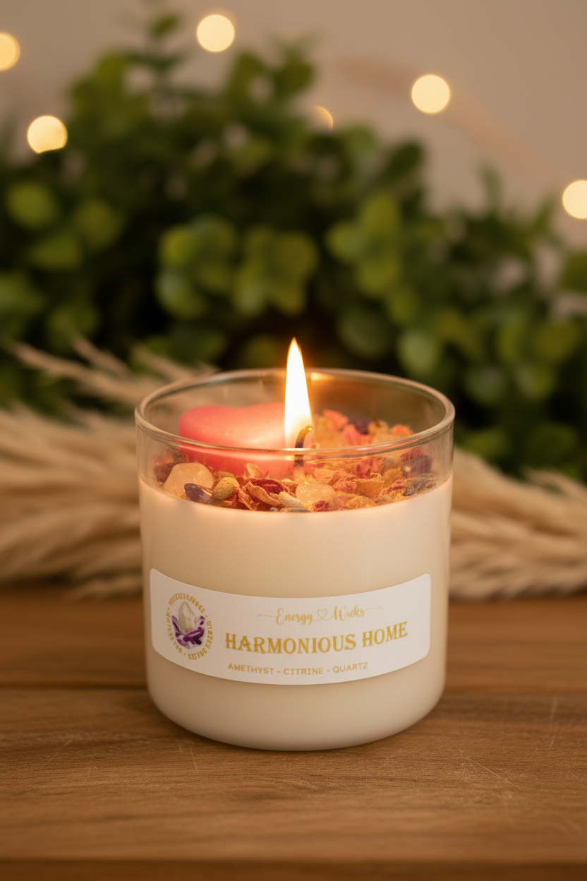 Harmonious Home Crystal Candle