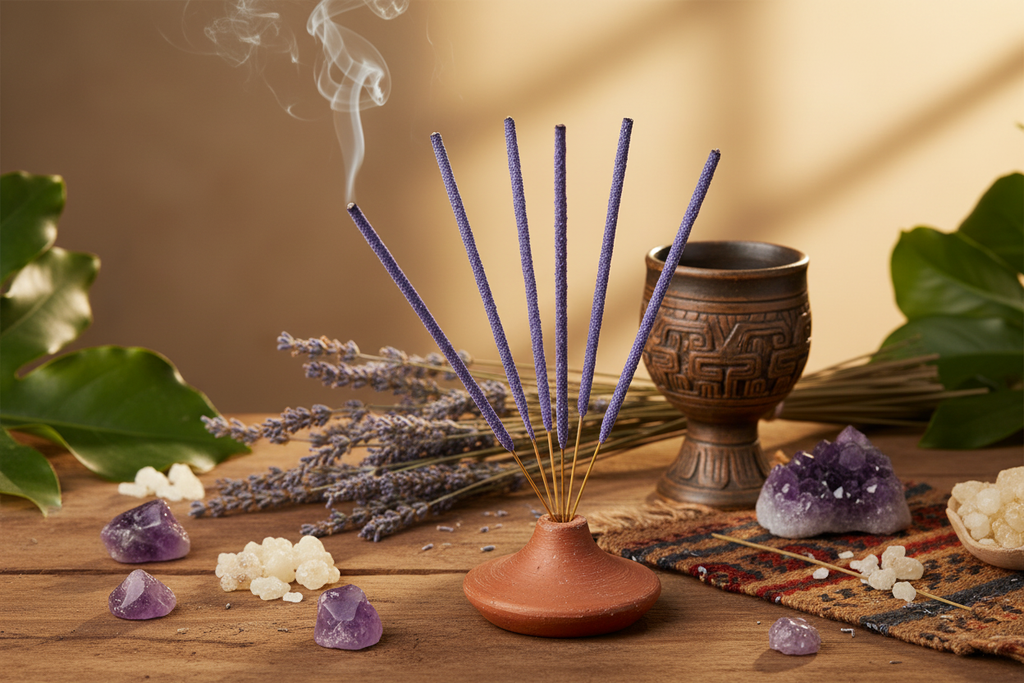 Lavender & Maya Copal Resin Incense in sacred tranquil setting