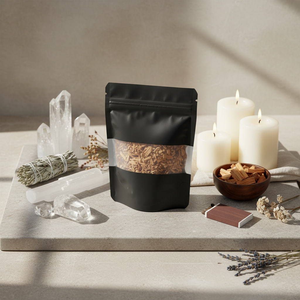 Palo Santo Chips in Black Pouch