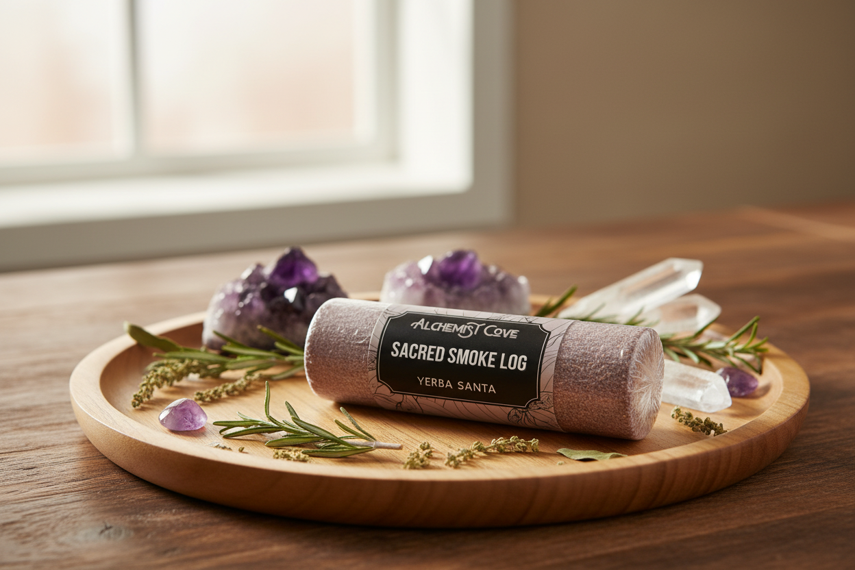 Shrink-wrapped with kraft label on wooden tray