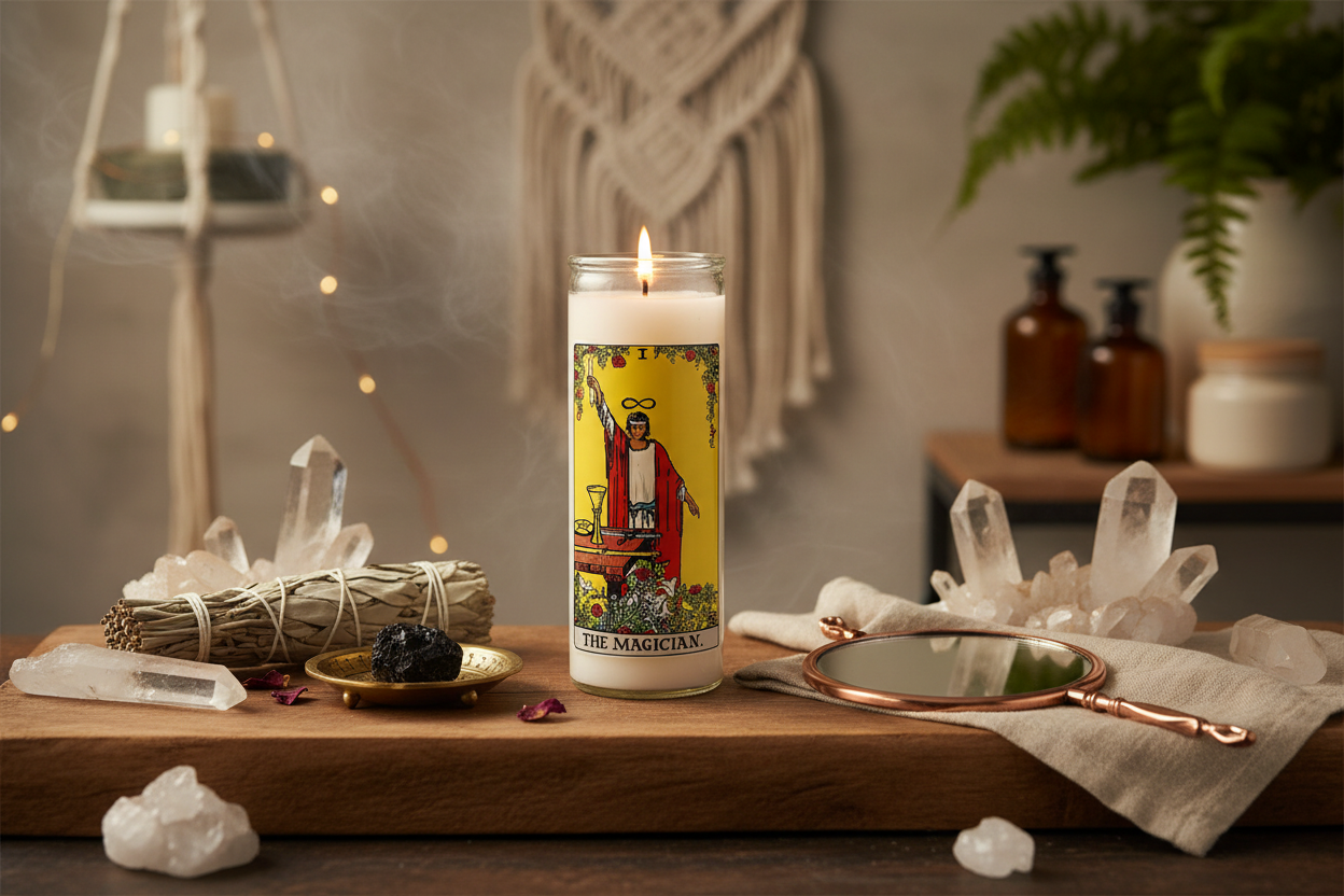 The Magician Tarot Card Candle Lifestyle Photo
