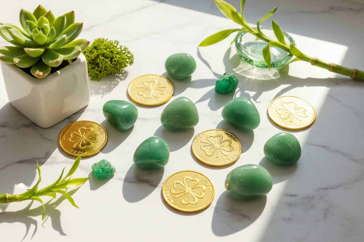 Tumbled Aventurine in prosperous abundant setting