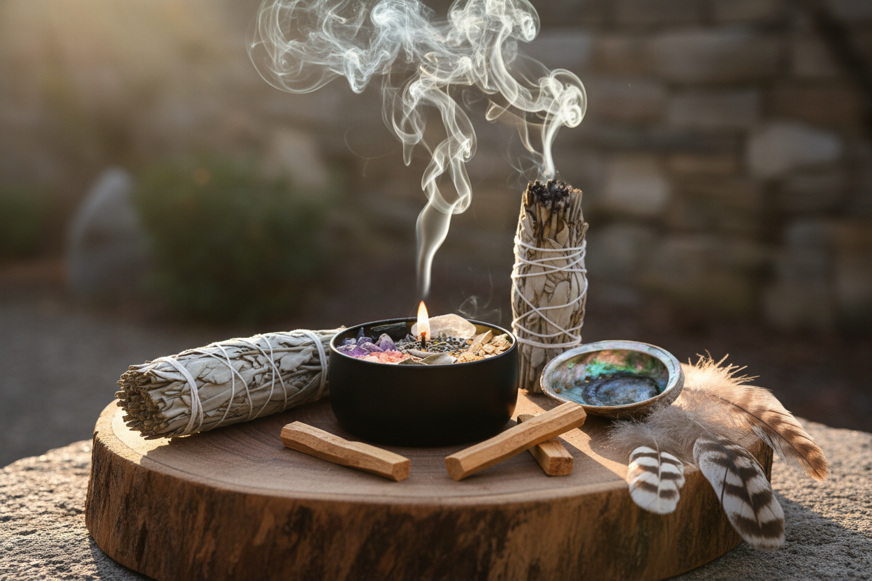 Ultimate Smudger Candle in sacred ritual setting