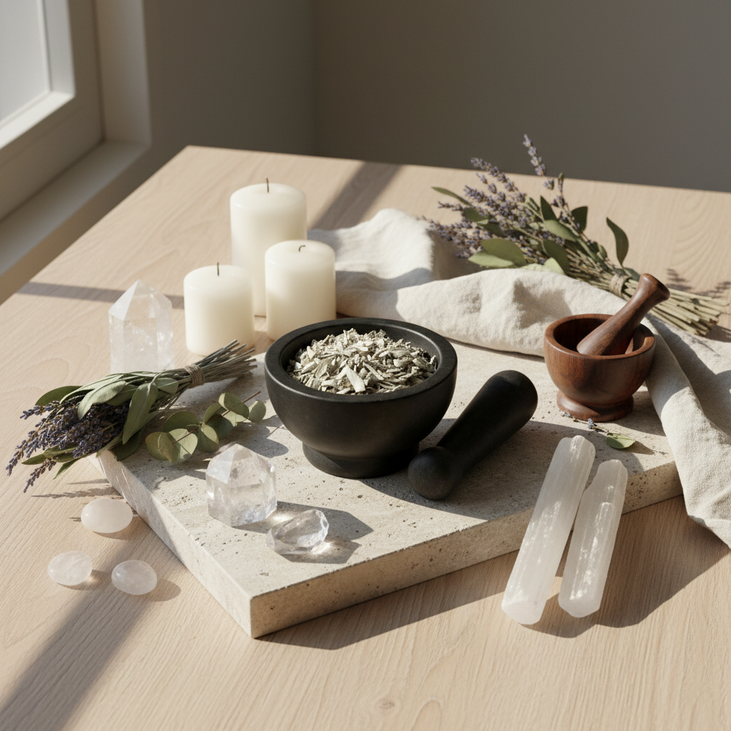 White Sage in Black Bowl